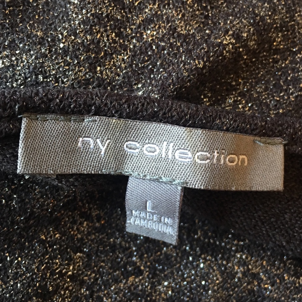 NY Collection Elegant Gray & Silver Cowl Neck Top - Picture 5 of 5